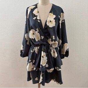 Zara floral print satin dress size large